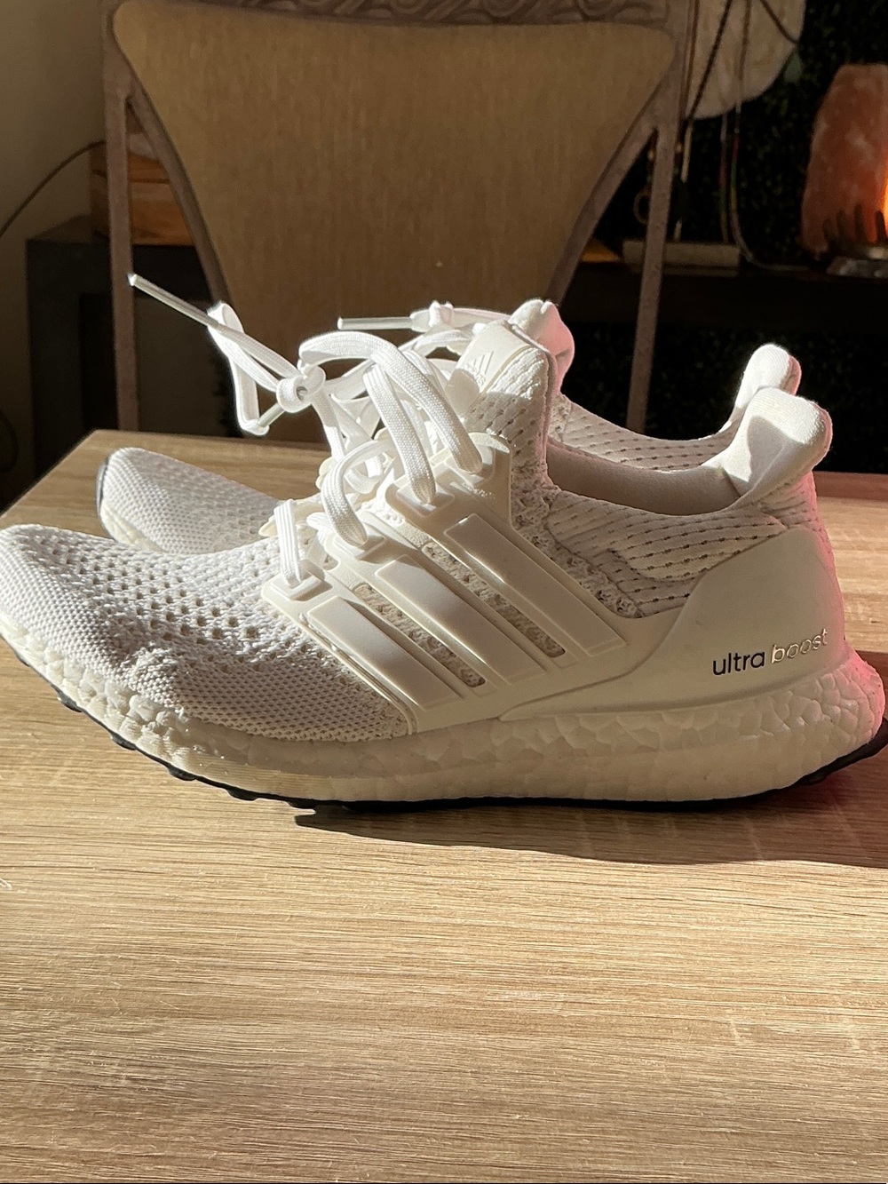 adidas White Ultra Boost Knit Sneakers